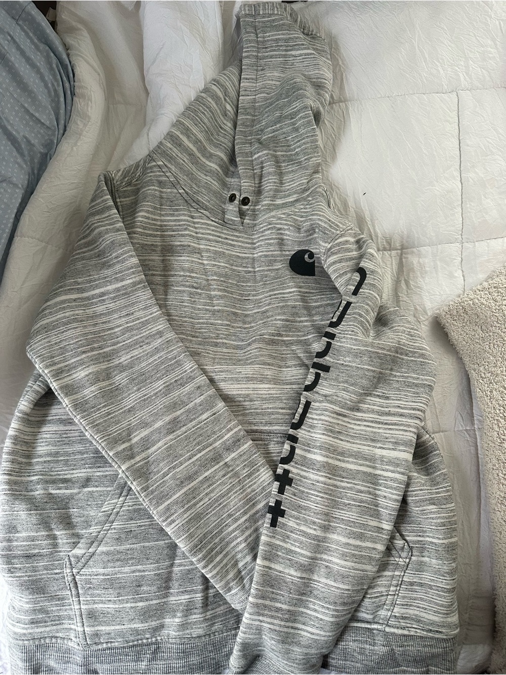 Carhartt Heather Gray Hoodie with Yellow Logo